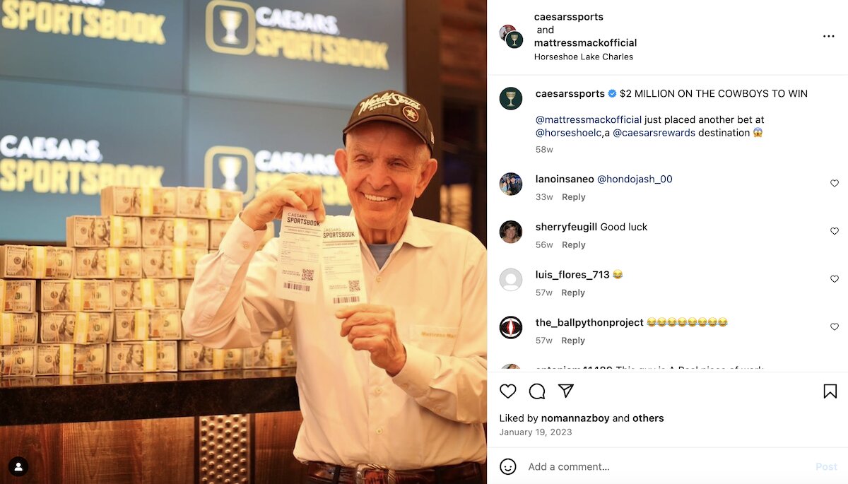 Celebrity Sports Bettors Gamblers to Unfollow - Mattress Mack
